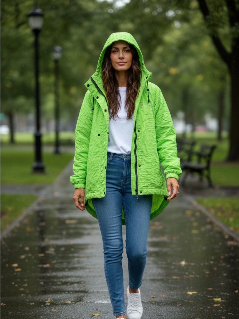 Frogg Toggs Water-Resistant Hooded Puffer Jacket Bright Lime Green Women’s Large